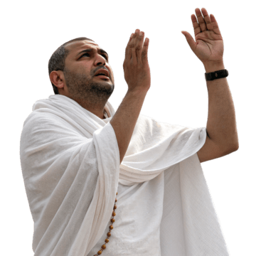 pngtree 3d hajj pilgrim praying in ihram near kaaba vector illustration png image_16274006 1